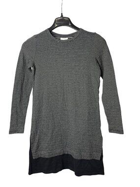 J.Jill Mini Shirt Dress Size XS Long Sleeve Striped Black Grey Cotton